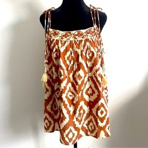 NWOT Haute Hippie Seashell Tribal Beaded Flowy Strap Top Sz Medium